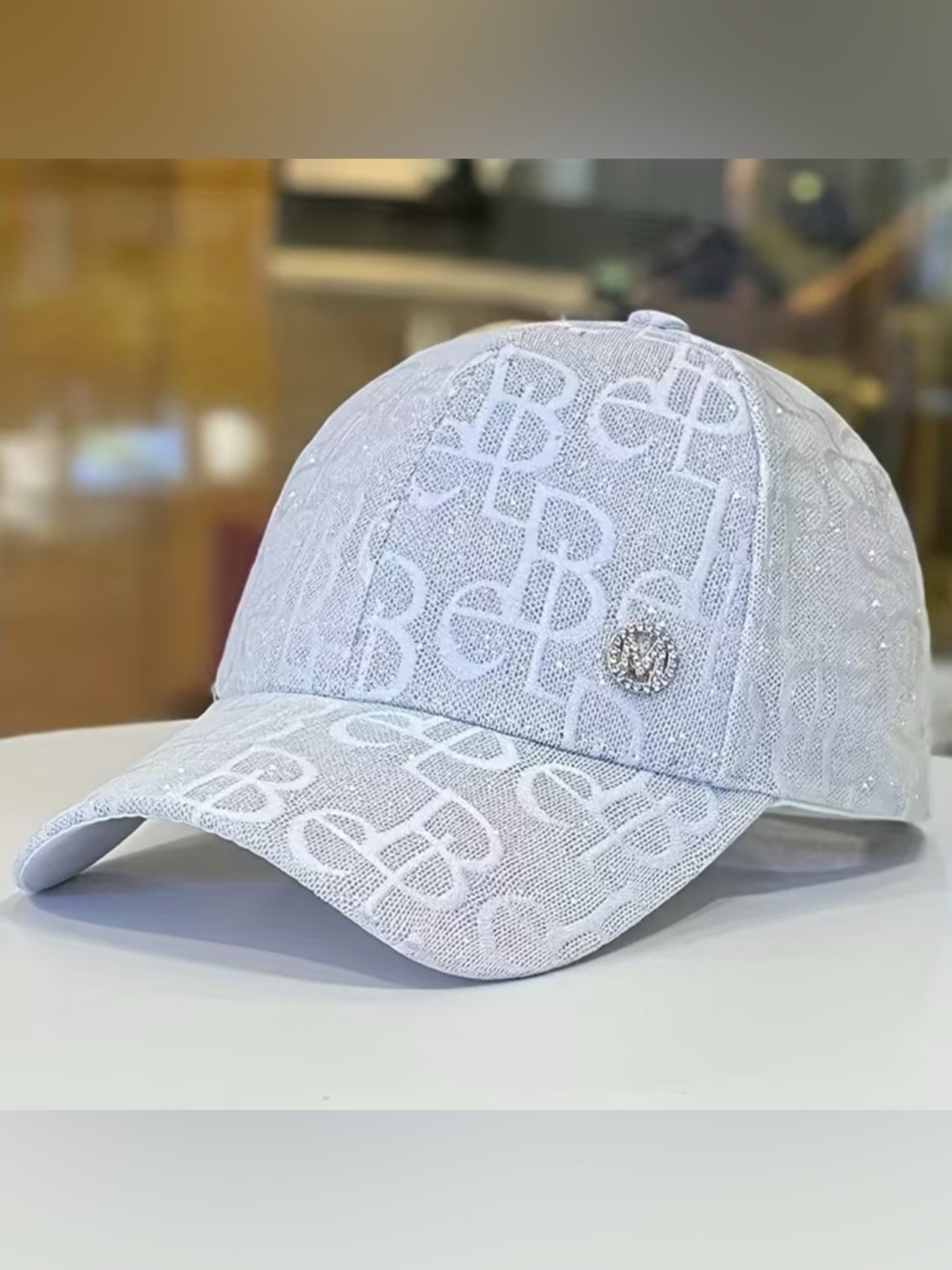 Hot Miami Styles White Logo Monogram Baseball Cap with Pin